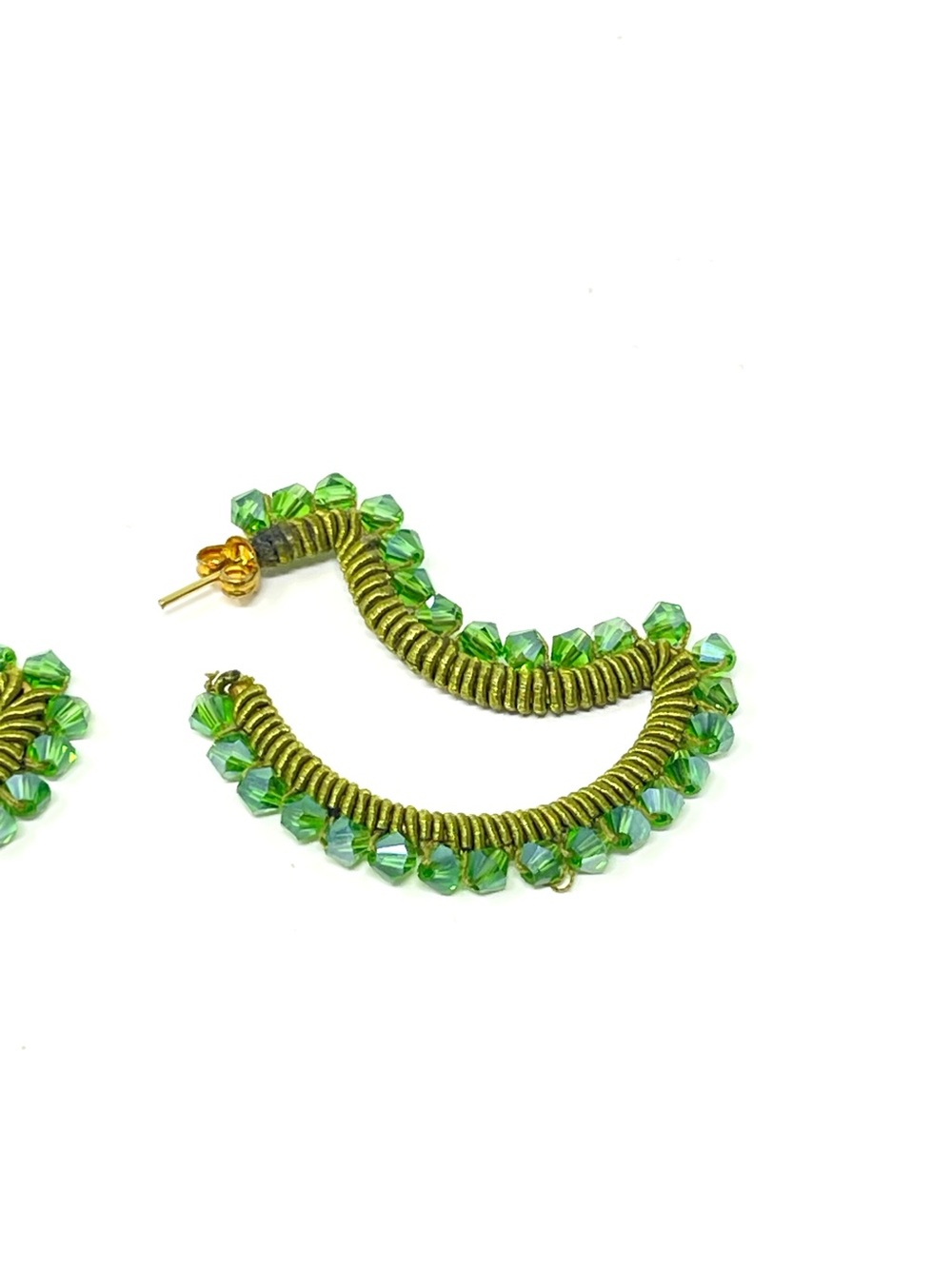 New Anthropologie Green Beaded Stone Earrings - Picture 3 of 5